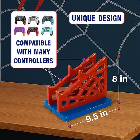 Gamer Gift for Men Teenage Boy Wood Controller Organizer with Headphone Holder & Game Controller Stand - Unique Gift Idea for Husband, Boyfriend, Gamers, Game Lover, Gaming Accessory in Kuwait