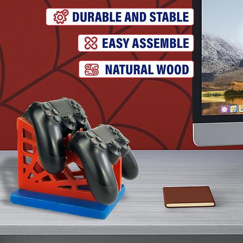 Gamer Gift for Men Teenage Boy Wood Controller Organizer with Headphone Holder & Game Controller Stand - Unique Gift Idea for Husband, Boyfriend, Gamers, Game Lover, Gaming Accessory in Kuwait