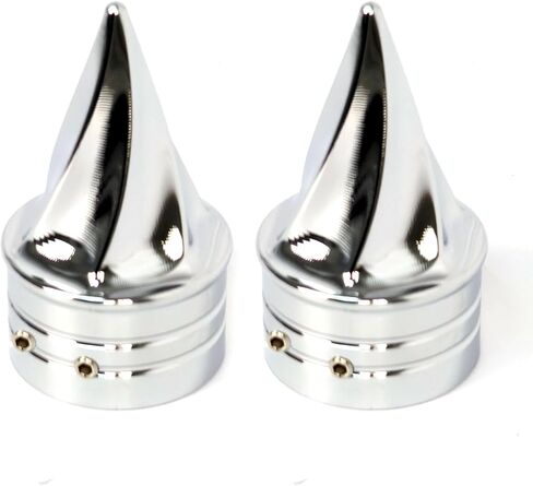 1 Pair Metal Twisted Style Front Axle Nut Covers Conical Axle Caps Compatiable for Harley Touring Softail, Sportster, Dyna, Street Glide, Road King, Road Glide, Electra Glide 2008 Up (Chrome) in Kuwait