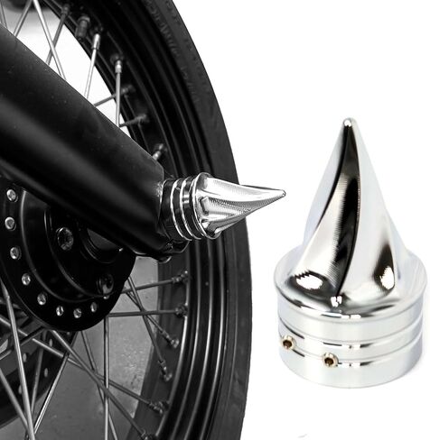 1 Pair Metal Twisted Style Front Axle Nut Covers Conical Axle Caps Compatiable for Harley Touring Softail, Sportster, Dyna, Street Glide, Road King, Road Glide, Electra Glide 2008 Up (Chrome) in Kuwait