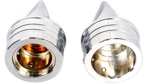 1 Pair Metal Twisted Style Front Axle Nut Covers Conical Axle Caps Compatiable for Harley Touring Softail, Sportster, Dyna, Street Glide, Road King, Road Glide, Electra Glide 2008 Up (Chrome) in Kuwait