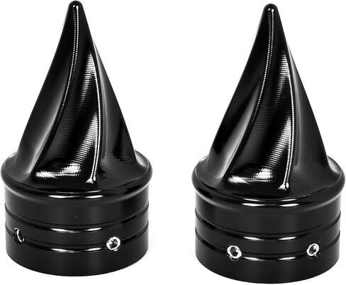 1 Pair Metal Twisted Style Front Axle Nut Covers Conical Axle Caps Compatiable for Harley Touring Softail, Sportster, Dyna, Street Glide, Road King, Road Glide, Electra Glide 2008 Up (Chrome) in Kuwait