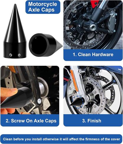 أغطية جوز دراجة نارية ، 3.6 "محور أمامي يغطي CNC مقطوعة متوافقة مع Harley Davidson Street Glide Road Road King Electra Glide Glide Dyna 2008-Later ، Black in Kuwait