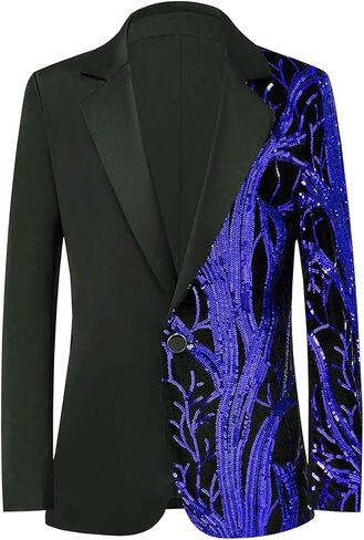 Pyiujtr Boys 4-Piece Tree and Wave Sequins Shiny Suit Jacket Shirt Bow Tie Pants Set for Performance Stage 6-16Y in Kuwait