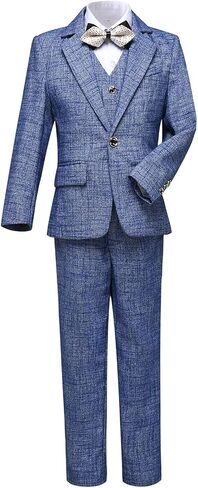 Boys Suit Plaid Stripes Suits for Boys 3 Piece Formal Wedding Outfit Slim Fit Suit Blazer Vest Pants Set in Saudi Arabia