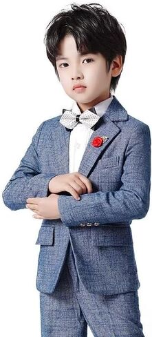 Boys Suit Plaid Stripes Suits for Boys 3 Piece Formal Wedding Outfit Slim Fit Suit Blazer Vest Pants Set in Saudi Arabia