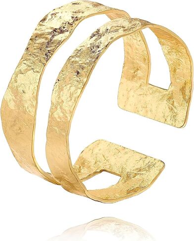 POTESSA 18K Gold Plated Open Bangle Cuff Bracelets Adjustable Dainty Boho Cuff Bangle Bracelets Handemade Jewelry for Women in Kuwait