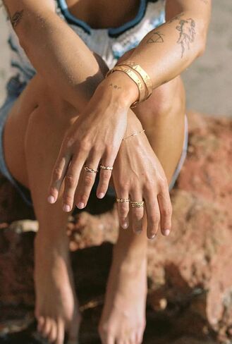 POTESSA 18K Gold Plated Open Bangle Cuff Bracelets Adjustable Dainty Boho Cuff Bangle Bracelets Handemade Jewelry for Women in Kuwait