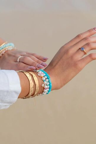 POTESSA 18K Gold Plated Open Bangle Cuff Bracelets Adjustable Dainty Boho Cuff Bangle Bracelets Handemade Jewelry for Women in Kuwait