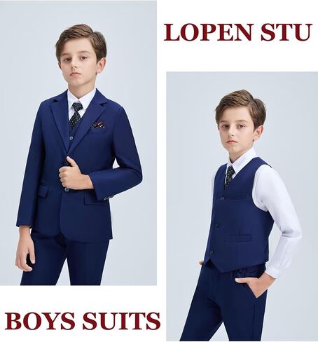 Boys Suits Formal Tuxedo Suits for Boys Wedding Easter Outfits Kids Suit Dress Jacket Vest Pants Tie Set in Kuwait