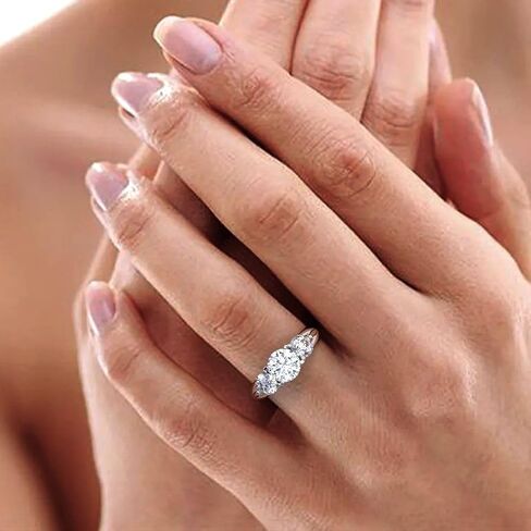 Clara Pucci 2.2 ct Round Cut anniversary 3 stone vintage European classic 14k White Gold engagement ring Band in Saudi Arabia