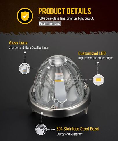 Partsam 2Pcs Dual Color Amber/Green LED Glass Lens Watermelon Lights, Turn Signal Marker Lights with Stainless Steel Bezel Compatible with Kenworth Peterbilt Freightliner in Saudi Arabia