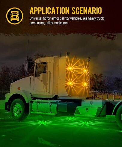 Partsam 2Pcs Dual Color Amber/Green LED Glass Lens Watermelon Lights, Turn Signal Marker Lights with Stainless Steel Bezel Compatible with Kenworth Peterbilt Freightliner in Saudi Arabia