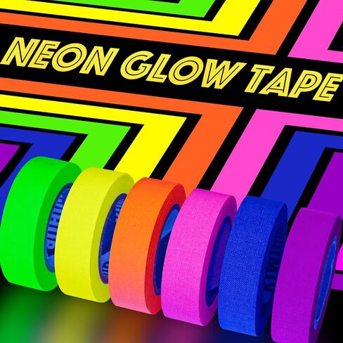 Neon Gaffer Cloth Tape, UV Blacklight Glow in The Dark Party Supplies, UV Reactive Gaffers Tape for Neon Party Decorations, 2/5 inch x 66 Feet - Fluorescent Pink in Saudi Arabia