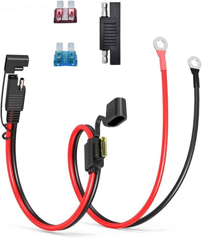 SAE to O Ring Terminal Harness, 14AWG 2FT SAE Battery Connector 2 Pin Quick Disconnect Plug Cable with 10A 15A 20A Fuse, Compatible for Motorcycle Cars RV in Saudi Arabia