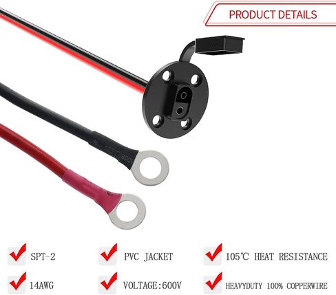 SAE to O Ring Terminal Harness, 14AWG 2FT SAE Battery Connector 2 Pin Quick Disconnect Plug Cable with 10A 15A 20A Fuse, Compatible for Motorcycle Cars RV in Saudi Arabia