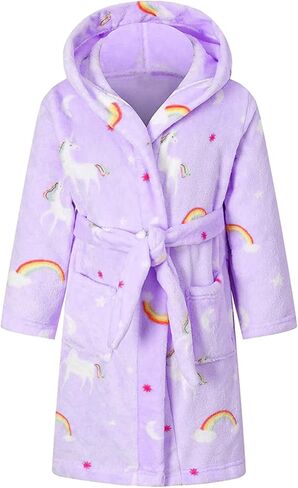 Girls Fleece Hooded Robes, Kids Soft Premium Fuzzy Bathrobe for Gifts, 2-12 Years in Kuwait