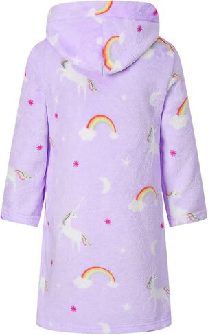 Girls Fleece Hooded Robes, Kids Soft Premium Fuzzy Bathrobe for Gifts, 2-12 Years in Kuwait