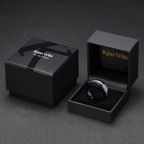 King Will Mens Tungsten Wedding Band with Cubic Zircon Inlay 7mm/8mm Flat Cut Comfort Fit Engagement Rings in Kuwait