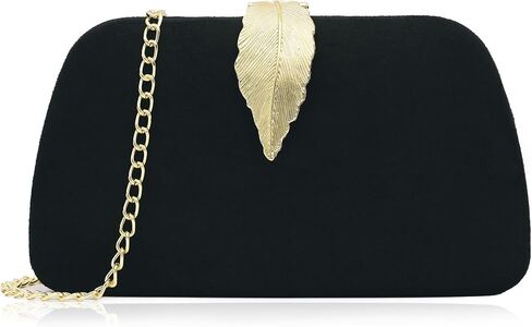 Milisente Clutch Purses For Women, Solid Suede Evening Clutch Bag Shoulder Bag With Metallic Leaves Clasp in Saudi Arabia