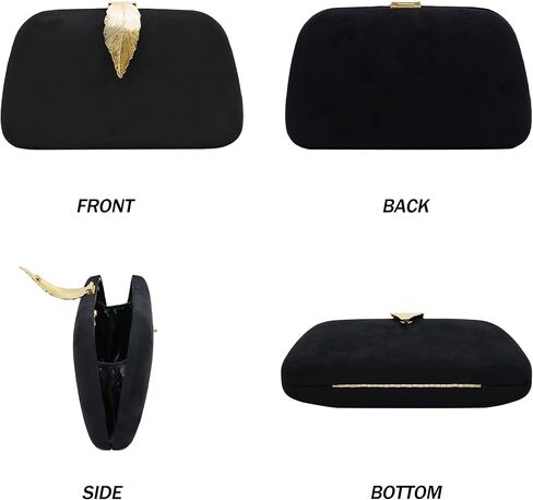 Milisente Clutch Purses For Women, Solid Suede Evening Clutch Bag Shoulder Bag With Metallic Leaves Clasp in Saudi Arabia