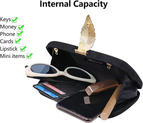 Milisente Clutch Purses For Women, Solid Suede Evening Clutch Bag Shoulder Bag With Metallic Leaves Clasp in Saudi Arabia