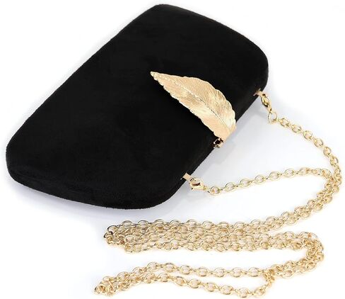 Milisente Clutch Purses For Women, Solid Suede Evening Clutch Bag Shoulder Bag With Metallic Leaves Clasp in Saudi Arabia