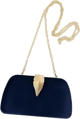 Milisente Clutch Purses For Women, Solid Suede Evening Clutch Bag Shoulder Bag With Metallic Leaves Clasp in Saudi Arabia