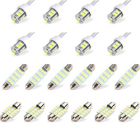42 PCS CAR CAR Interior LED COMBELT SET ، T10 31 MM 36 MM 41 MM LIGHT LIGHT LIGHT LIGHT ، زاوية عريضة فائقة الإضاءة الساطعة ومصباح تشغيل ، Universal for Cars (أبيض) in Kuwait