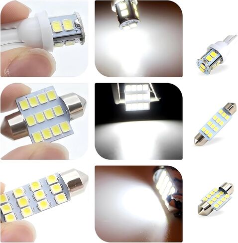 42 PCS CAR CAR Interior LED COMBELT SET ، T10 31 MM 36 MM 41 MM LIGHT LIGHT LIGHT LIGHT ، زاوية عريضة فائقة الإضاءة الساطعة ومصباح تشغيل ، Universal for Cars (أبيض) in Kuwait