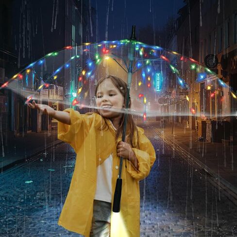 LED transparent luminous umbrella with flashlight creates dreamy atmosphere for you,light up umbrella is suitable for birthday, wedding and Christmas party (Multicolored light) in Kuwait