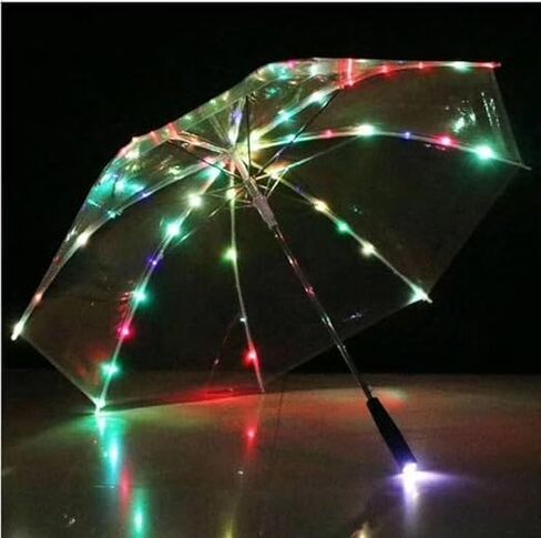 LED transparent luminous umbrella with flashlight creates dreamy atmosphere for you,light up umbrella is suitable for birthday, wedding and Christmas party (Multicolored light) in Kuwait