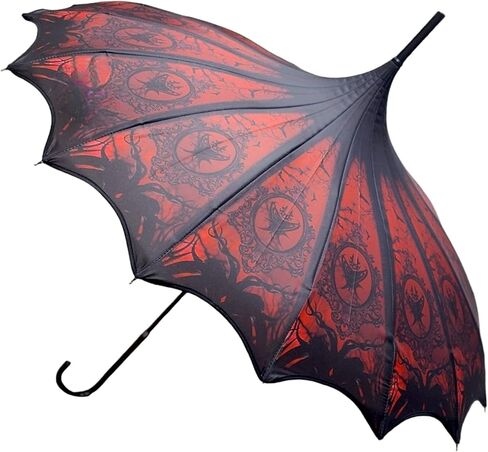 Pagoda Umbrella - Artisan Design with Bat Wing Scalloped Edges, Full Size Waterproof Windproof UV Protection Gothic Parasol with Carry Case in Kuwait
