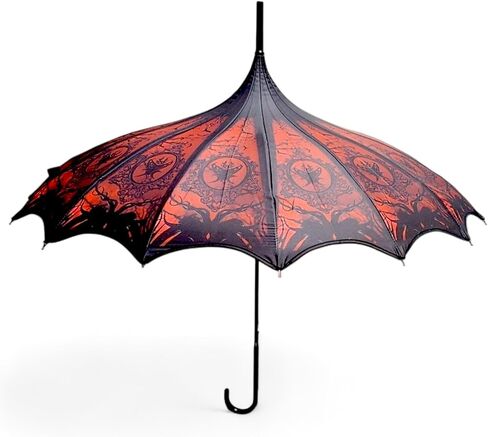 Pagoda Umbrella - Artisan Design with Bat Wing Scalloped Edges, Full Size Waterproof Windproof UV Protection Gothic Parasol with Carry Case in Kuwait
