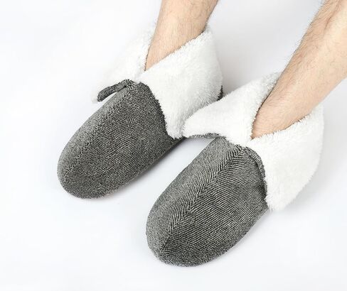 Panda Bros Men's Slipper Socks, Winter Non-Skid Warm Slipper Booties, Cozy Soft Indoor Socks with Fluffy Sherpa Lined in Kuwait