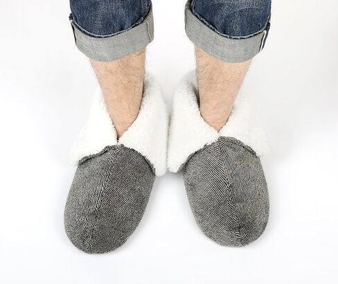Panda Bros Men's Slipper Socks, Winter Non-Skid Warm Slipper Booties, Cozy Soft Indoor Socks with Fluffy Sherpa Lined in Kuwait