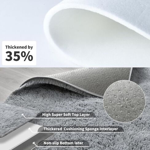 HQAYW Fluffy Area Rugs for Living Room Bedroom, Machine Washable 4x6 Ultra Soft Shag Bedside Rug,Indoor Floor Non-Slip Modern Plush Carpet for Kids,Girls,Boys and Nursery Rooms,Grey in Saudi Arabia