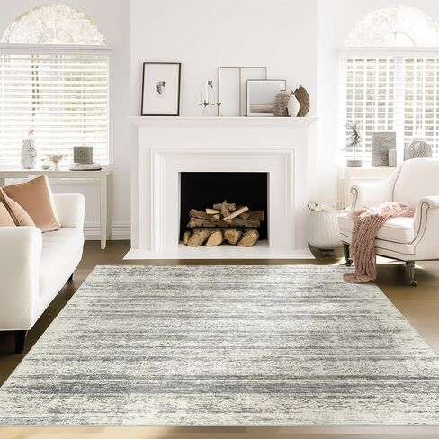 8x10 Area Rugs, Modern Abstract Rug with Non Slip Backing, Stain Resistant Washable Rugs, Non-Shedding Area Rug for Living Room (Grey, 8'x10') in Saudi Arabia