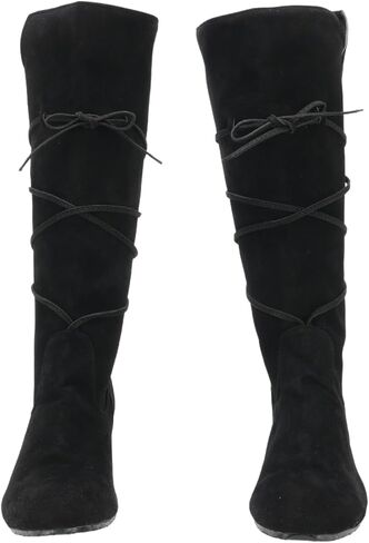 Mens Medieval Renaissance Cosplay Boots Halloween PU Leather Mid Calf Vintage Pirate Viking Lace-up Shoes in Saudi Arabia