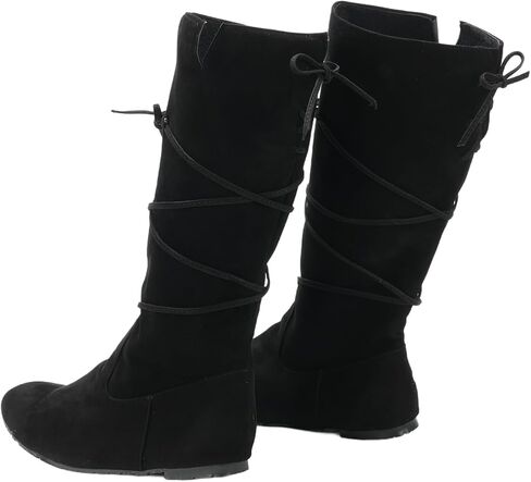 Mens Medieval Renaissance Cosplay Boots Halloween PU Leather Mid Calf Vintage Pirate Viking Lace-up Shoes in Saudi Arabia