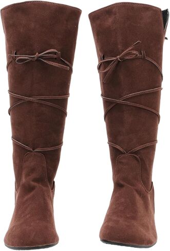 Mens Medieval Renaissance Cosplay Boots Halloween PU Leather Mid Calf Vintage Pirate Viking Lace-up Shoes in Saudi Arabia