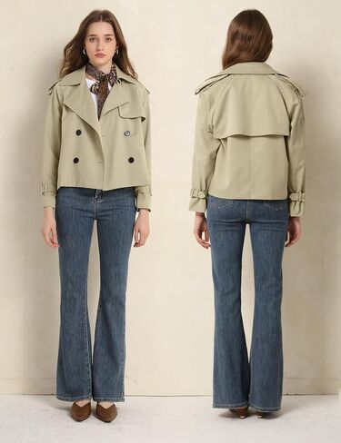 Pehmea Women's Crive Trench Breadted Trench مع جيوب ، 2025 Spring Casual Trendy Office Office Travel Short in Kuwait