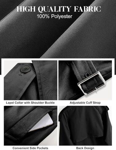 PEHMEA Women's Crop Double Breasted Trench Coat with Pockets, 2025 Spring Casual Trendy Work Office Travel Short Jackets in Kuwait