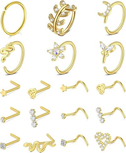 TOKRING 18G 20G 22G Nose Rings Hoops Nose Rings Studs for Nose Piercings Surgical Steel Nose Piercing jewelry for Women Men in Saudi Arabia