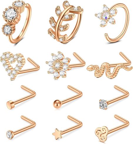 TOKRING 18G 20G 22G Nose Rings Hoops Nose Rings Studs for Nose Piercings Surgical Steel Nose Piercing jewelry for Women Men in Saudi Arabia