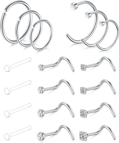 TOKRING 18G 20G 22G Nose Rings Hoops Nose Rings Studs for Nose Piercings Surgical Steel Nose Piercing jewelry for Women Men in Saudi Arabia