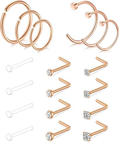 TOKRING 18G 20G 22G Nose Rings Hoops Nose Rings Studs for Nose Piercings Surgical Steel Nose Piercing jewelry for Women Men in Saudi Arabia