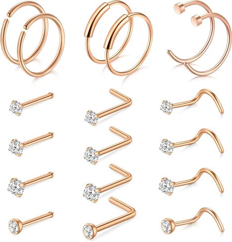 TOKRING 18G 20G 22G Nose Rings Hoops Nose Rings Studs for Nose Piercings Surgical Steel Nose Piercing jewelry for Women Men in Saudi Arabia