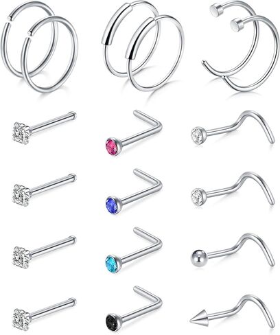 TOKRING 18G 20G 22G Nose Rings Hoops Nose Rings Studs for Nose Piercings Surgical Steel Nose Piercing jewelry for Women Men in Saudi Arabia