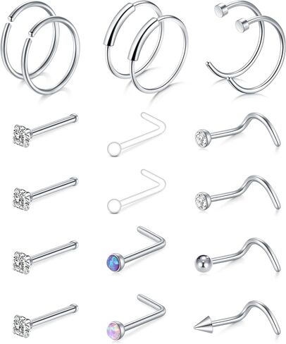 TOKRING 18G 20G 22G Nose Rings Hoops Nose Rings Studs for Nose Piercings Surgical Steel Nose Piercing jewelry for Women Men in Saudi Arabia